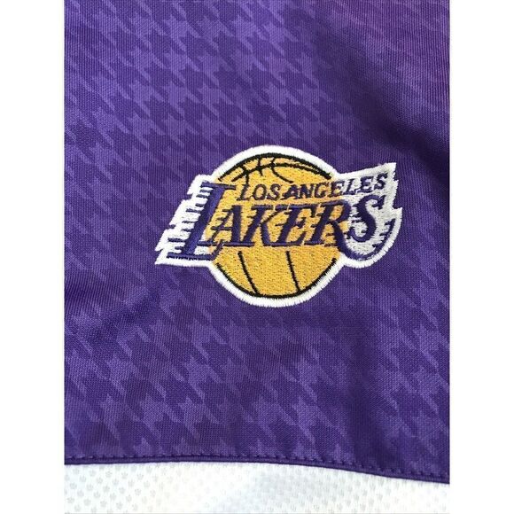 Adidas LOS ANGELES LAKERS PURPLE WHITE WARMUP CLIMALITE JACKET MEN M Full Zip - Picture 9 of 13